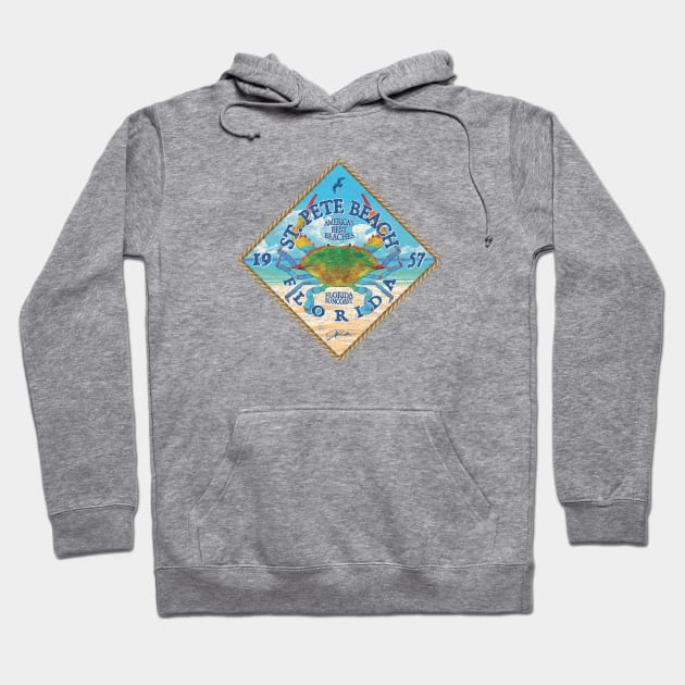 St. Pete Beach, Florida, Blue Crab on Beach Hoodie by jcombs